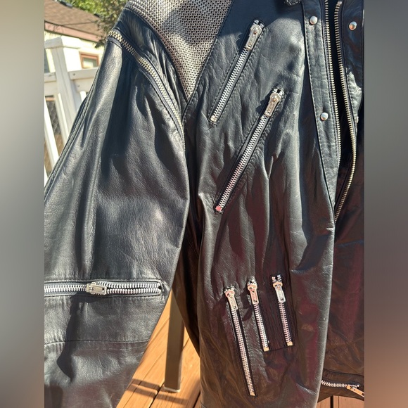 Vintage Michael Jackson MJ Beat It Genuine Black Leather Jacket With Silver Mesh - Picture 8 of 14